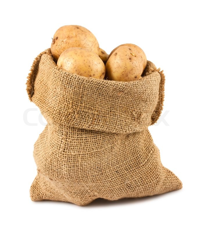 raw potatoes in burlap