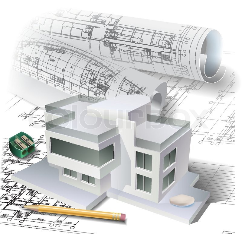 Architect building sketch. Modern project.... - Stock Illustration  [101326537] - PIXTA