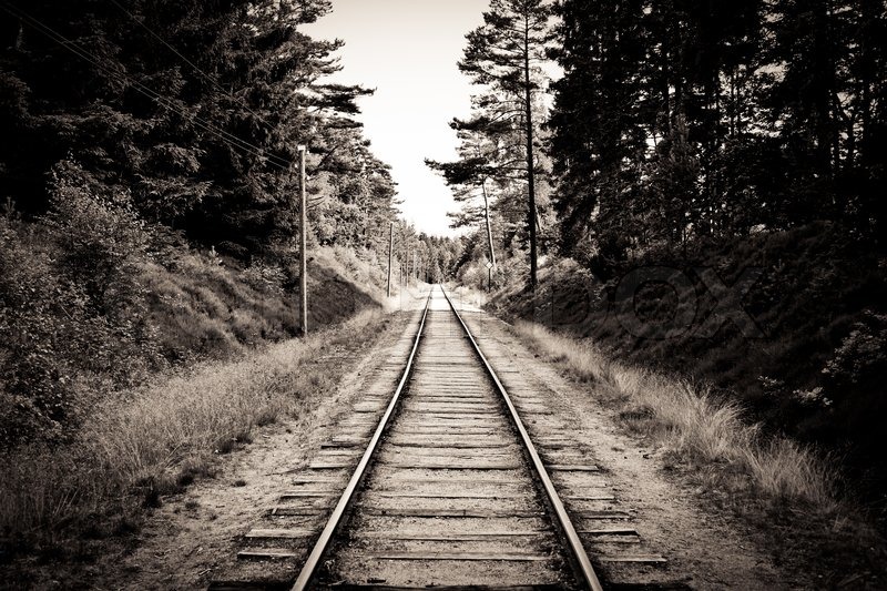 black and white railroad