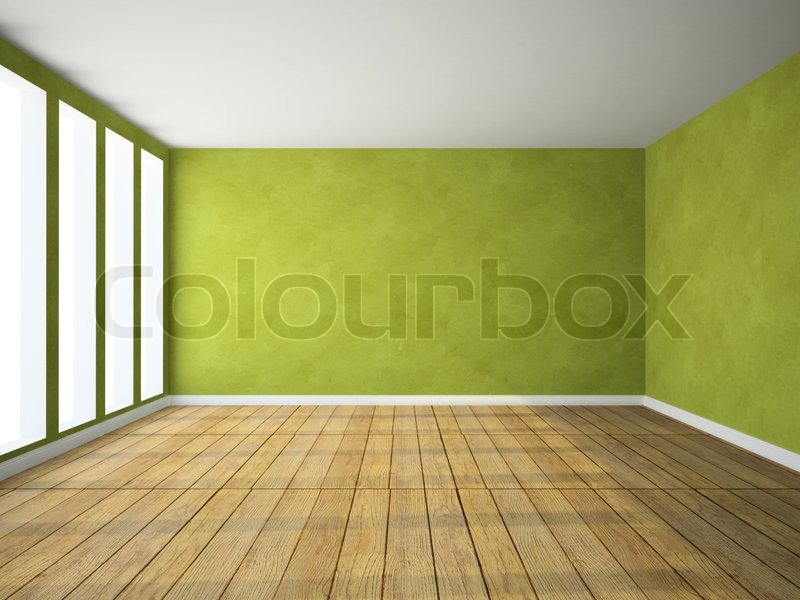Empty Room In Green Colour Stock Image Colourbox