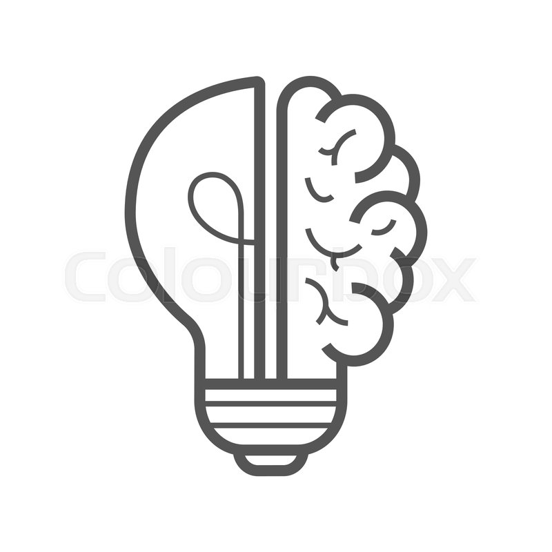Brain Idea Icon Light Bulb With Brain Stock Vector Colourbox