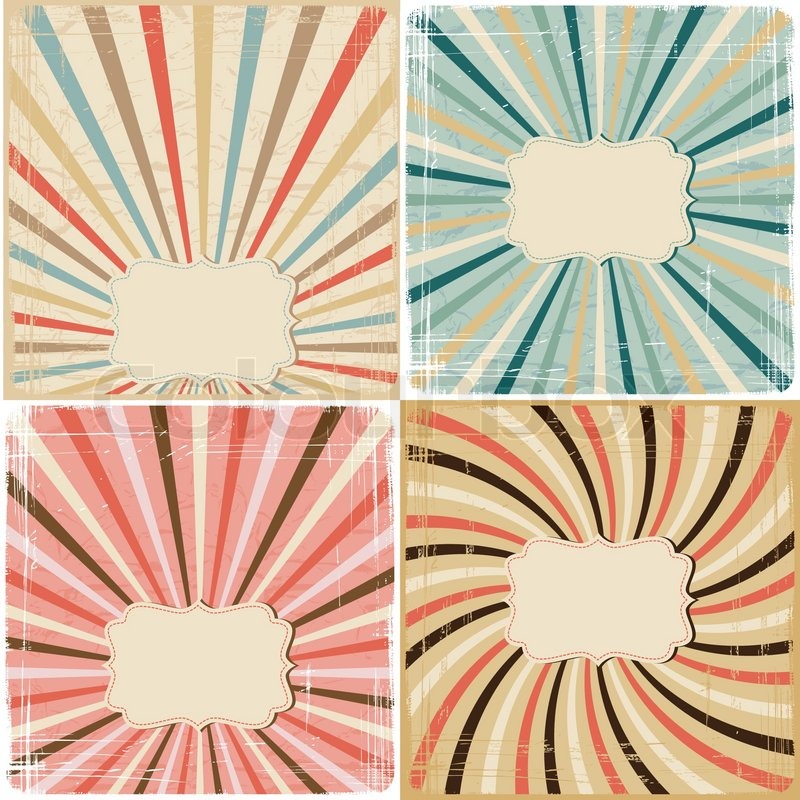 Set of 4 vintage lines background on paper texture | Stock Vector ...