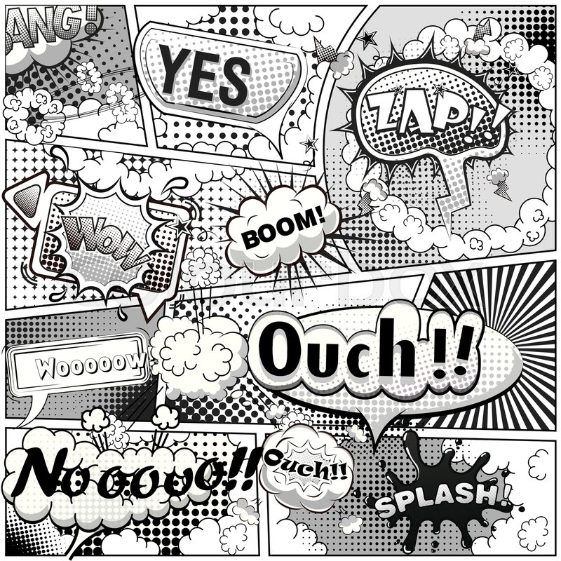 Black and white comic book page Stock vector Colourbox
