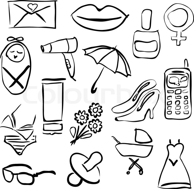 Doodle women images Stock vector Colourbox