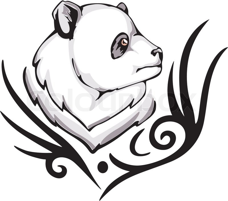 tattoo with panda head color vector illustration stock vector tattoo with panda head color vector illustration stock vector
