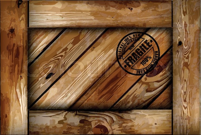 Fragile Wooden Box With Stamp Vector Background Fragile Wooden Box With Stamp Vector Background