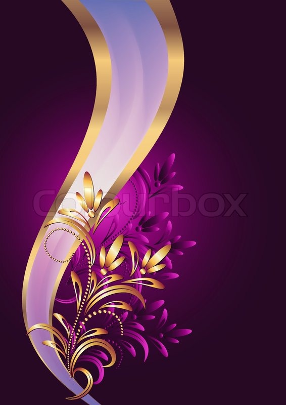 Background with golden ornament and elegant ribbon | Stock Vector