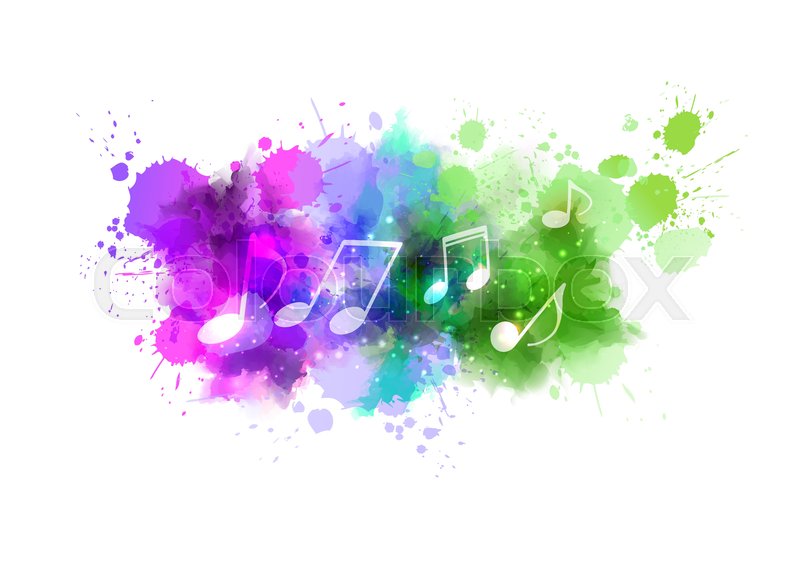 Music notes on colorful abstract | Stock vector | Colourbox