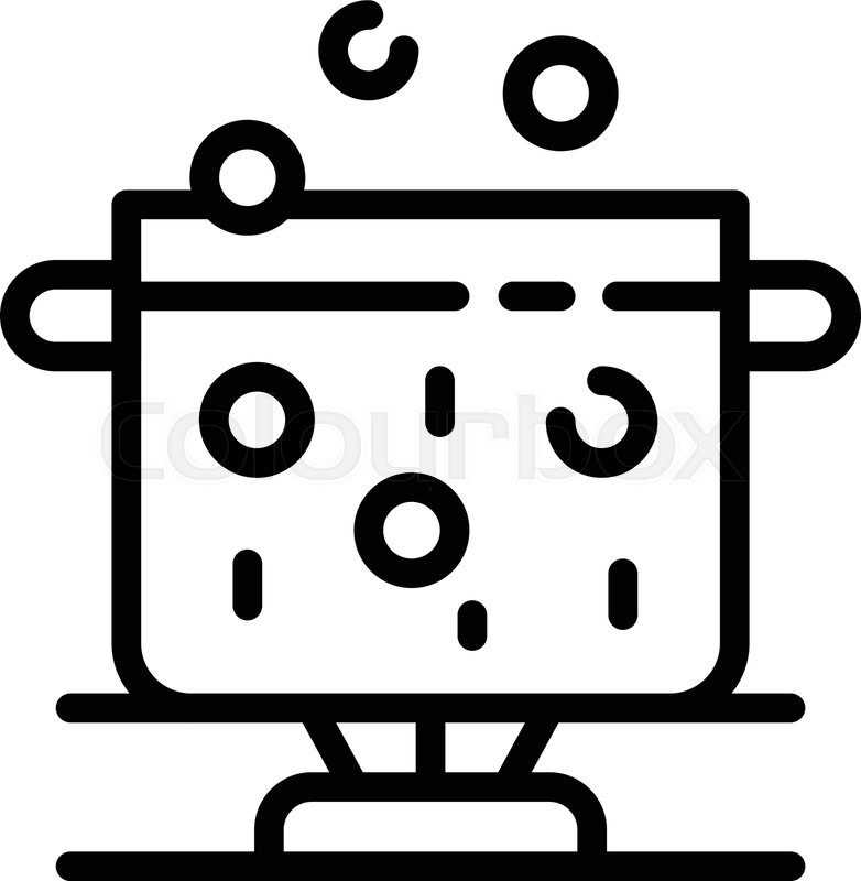 Boiling water in a pot icon. Outline ... | Stock vector ...