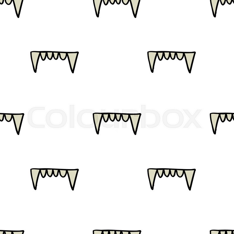 Vampire teeth seamless doodle pattern, Stock vector Colourbox