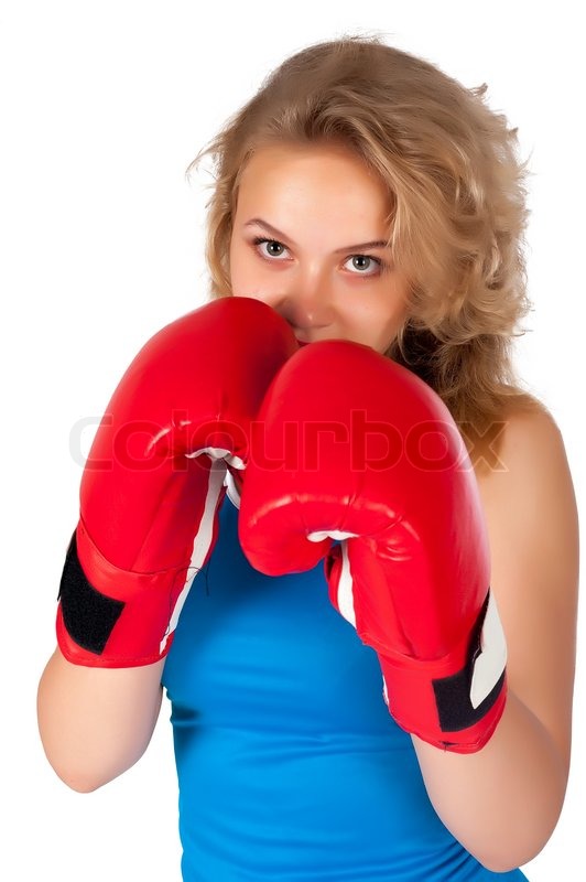 pretty girl with boxing gloves stock photo colourbox