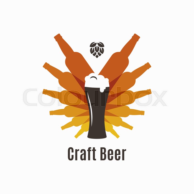 Beer bottles logo. Beer glass on white Stock vector Colourbox