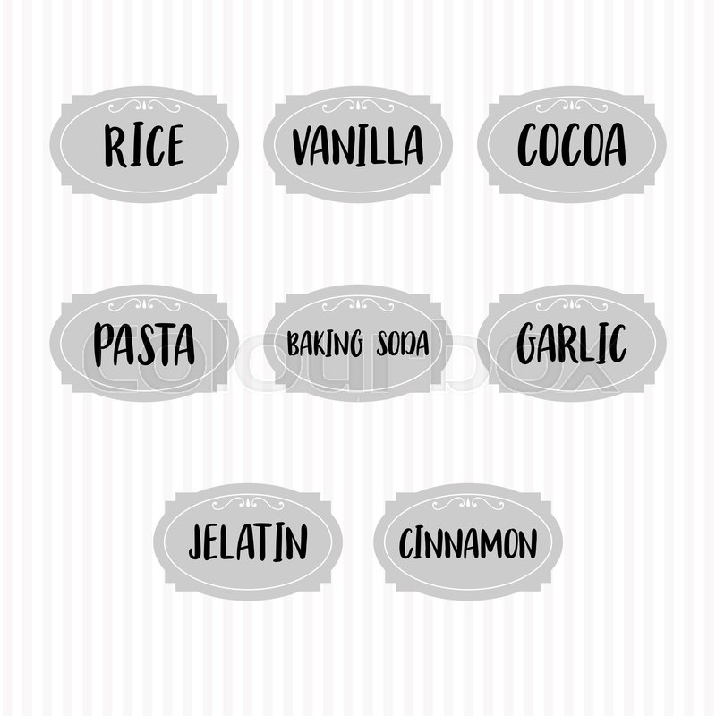 Food storage labels. Kitchen food tags Stock vector Colourbox
