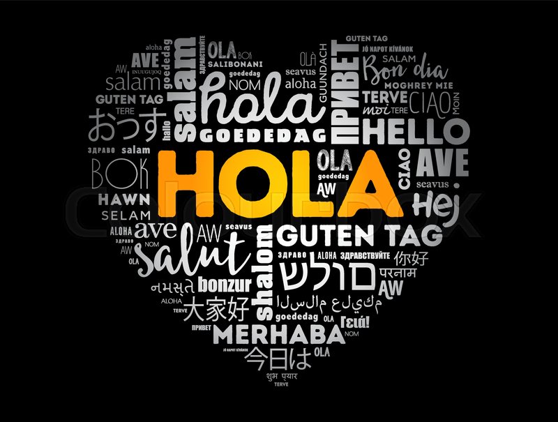Hola (Hello Greeting in Spanish) love Stock vector Colourbox