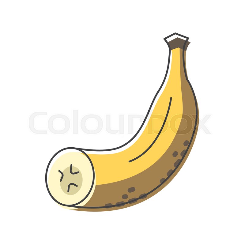 Banana cut hand drawn icon, sliced | Stock vector | Colourbox