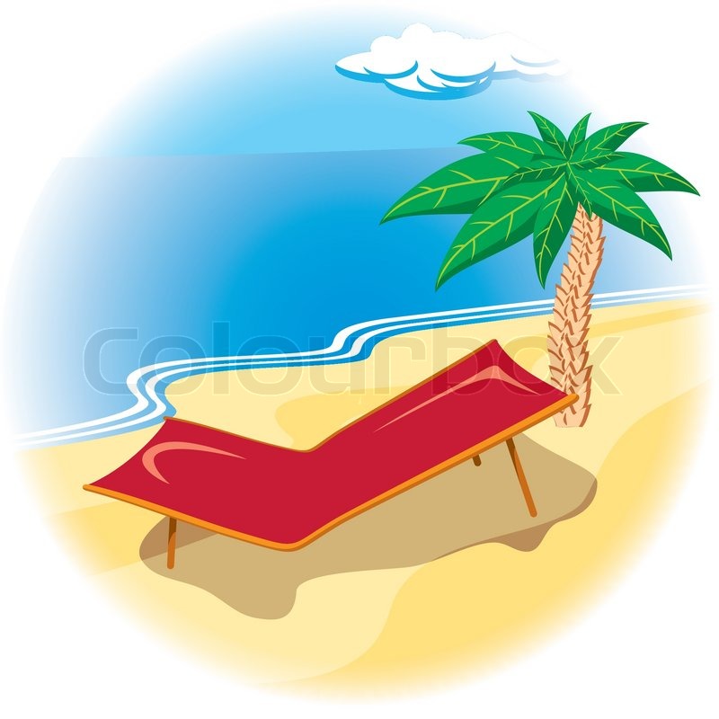 Tropical Coast With Deck Chair Tropical Coast With Deck Chair Stock Vector Colourbox