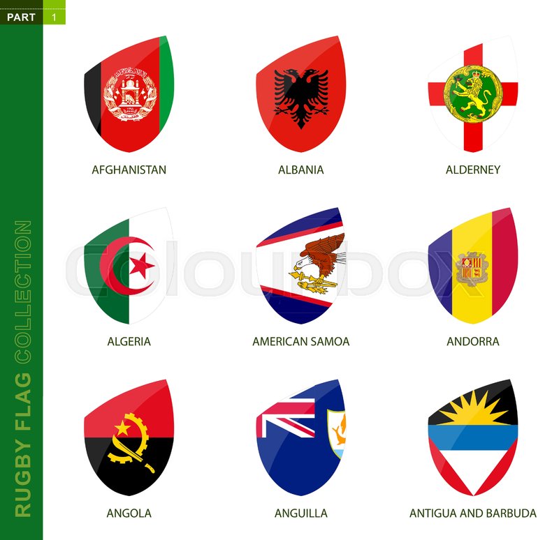 Rugby flag collection. Rugby icon with | Stock vector | Colourbox