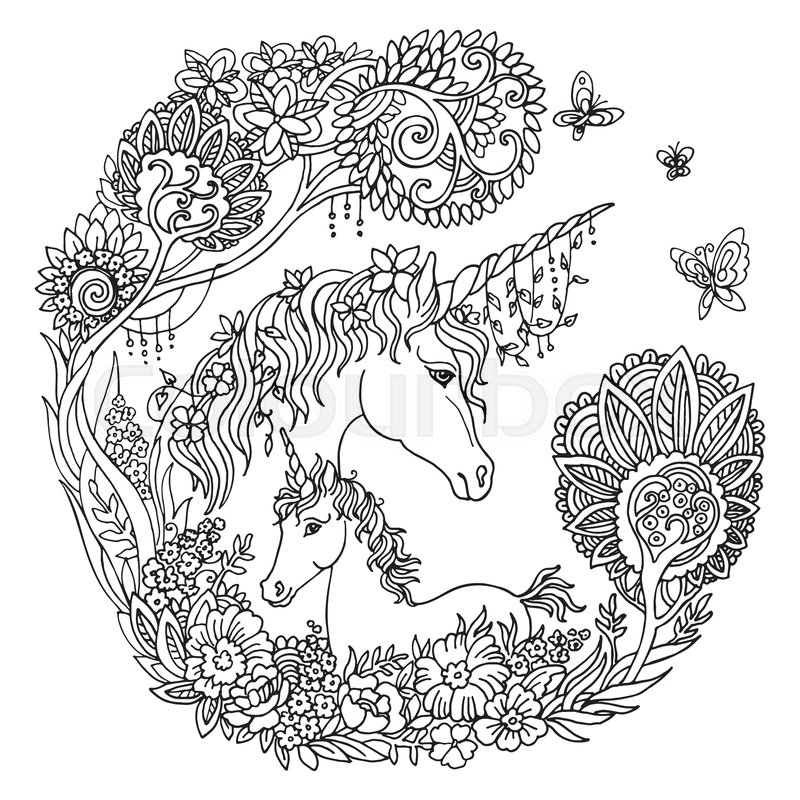 vector coloring beautiful unicorn and stock vector