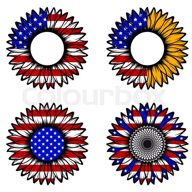 Set of patriotic sunflower flags Stock vector Colourbox