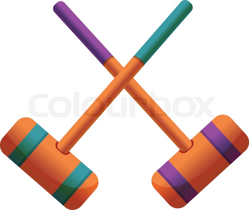 Croquet crossed mallet icon. Cartoon Stock vector Colourbox