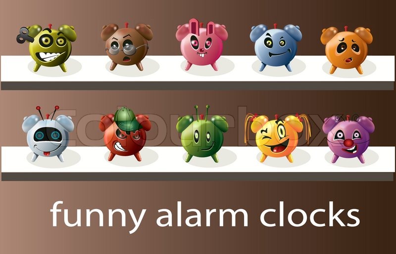 Funny alarm clocks Stock Vector Colourbox