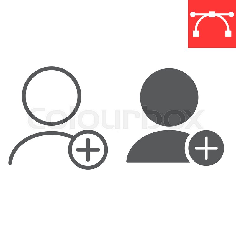 Add new user line and glyph icon, ui ... | Stock vector | Colourbox