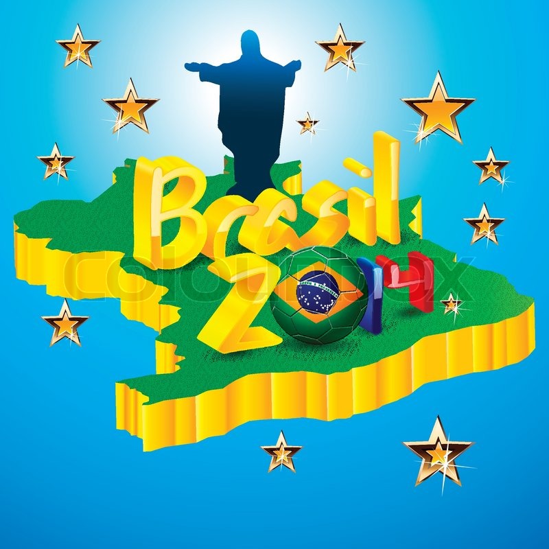 3d Map Brasil World Cup 14 With Rio De Janeiro Stock Vector Colourbox