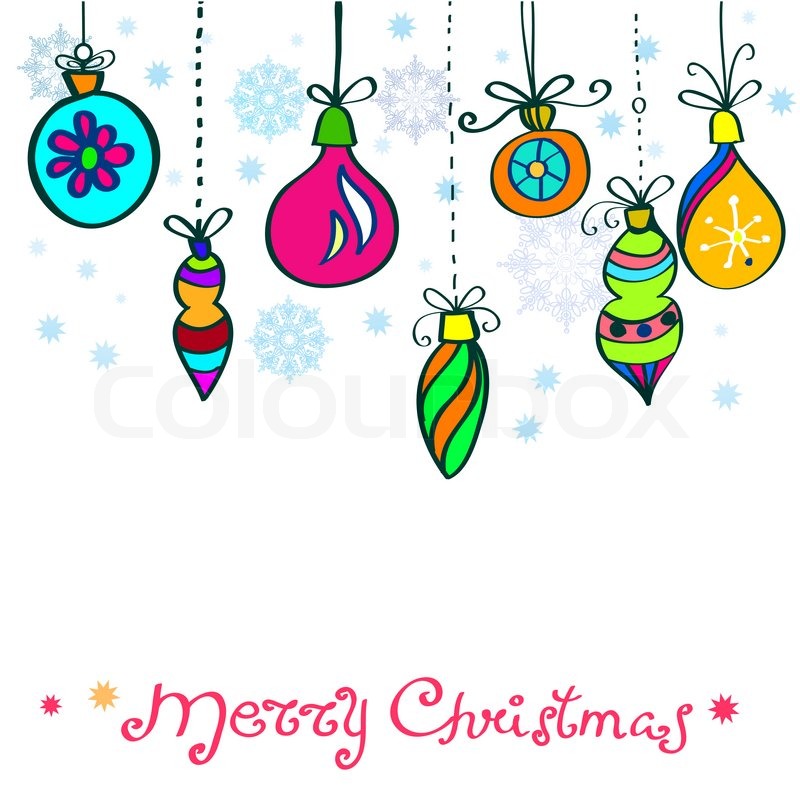 christmas card with cute color decorations stock photo christmas card with cute color decorations stock photo