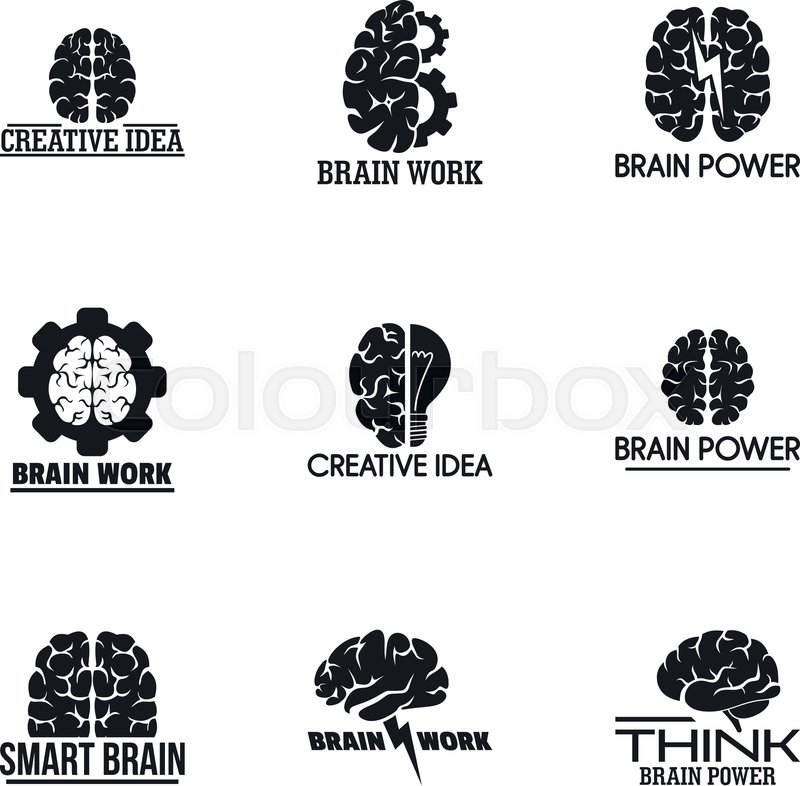 Brain logo set. Simple set of 9 brain | Stock vector | Colourbox
