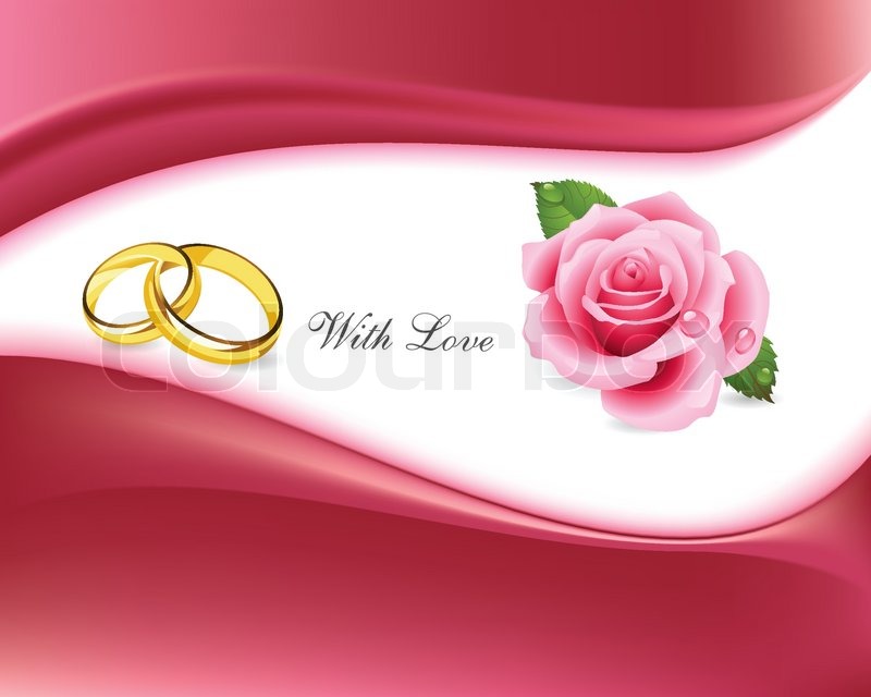 rings and roses with love background | Stock vector | Colourbox