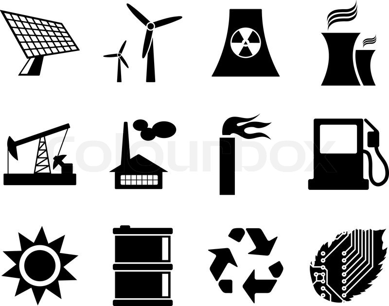 Electricity, power and energy icon set Stock Vector 