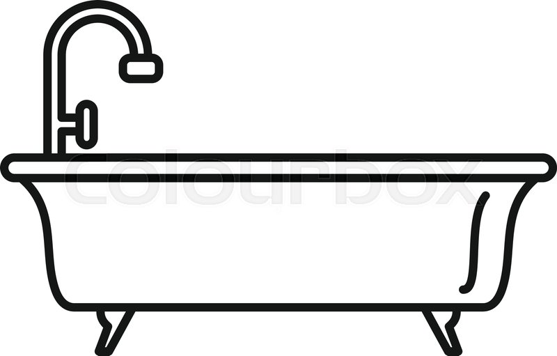 Bathtub icon. Outline bathtub vector Stock vector Colourbox