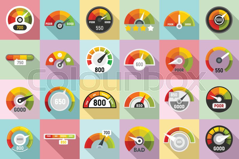 Credit score icons set. Flat set of | Stock vector | Colourbox