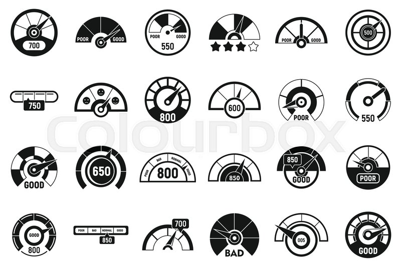 Credit score meter icons set. Simple | Stock vector | Colourbox