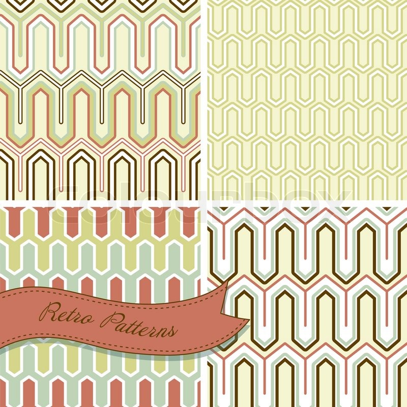 A set of seamless retro patterns This ... | Stock vector | Colourbox