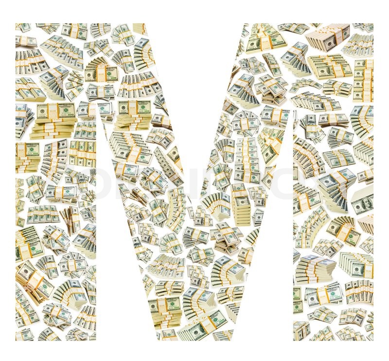 Letter made from dollar stacks Stock image Colourbox