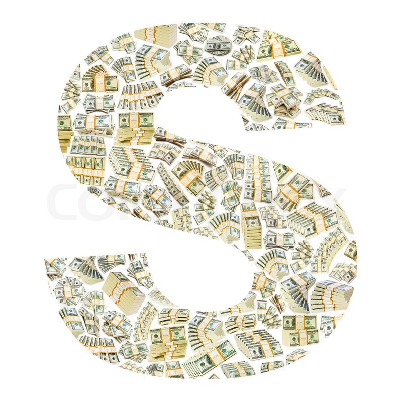 Letter made from dollar stacks Stock Photo Colourbox