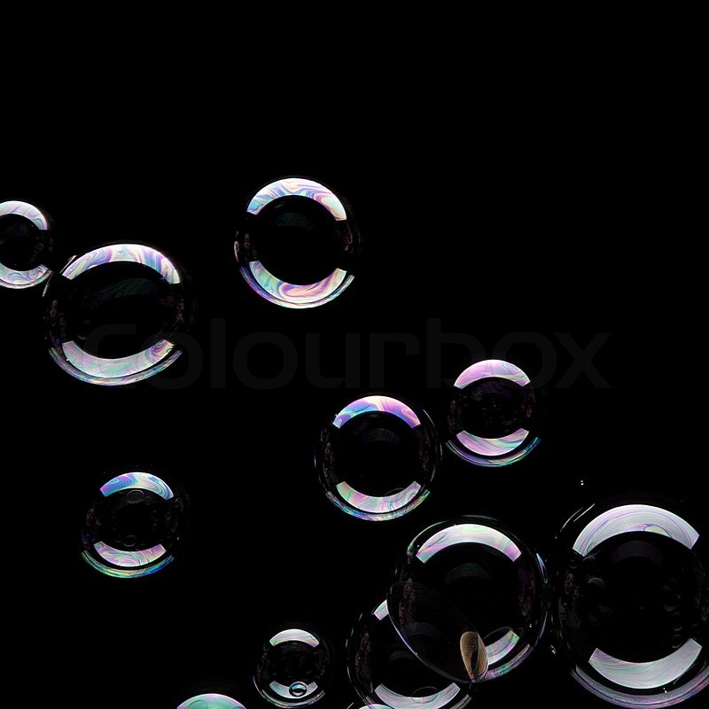 Soap bubbles black background | Stock Bild | Colourbox