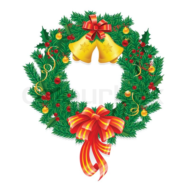 Isolierte Weihnachten Kranz mit StockVektor Colourbox