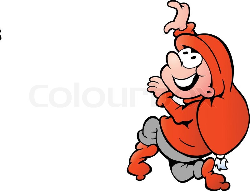 Handdrawn Vector illustration of elf elf that climbs Stock Vector