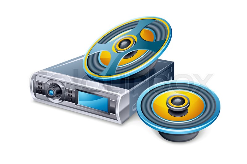 Vector illustration of car radio on | Stock vector | Colourbox