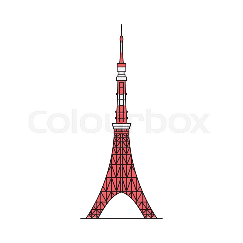 Red Tokyo tower icon isolated on white | Stock vector | Colourbox