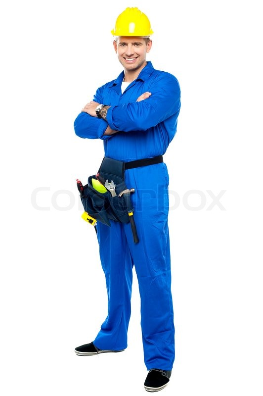 portrait of confident smart construction worker stock photo