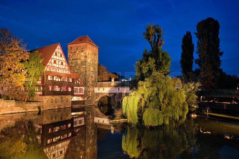 Nuremberg city houses on riverside of Stock image Colourbox