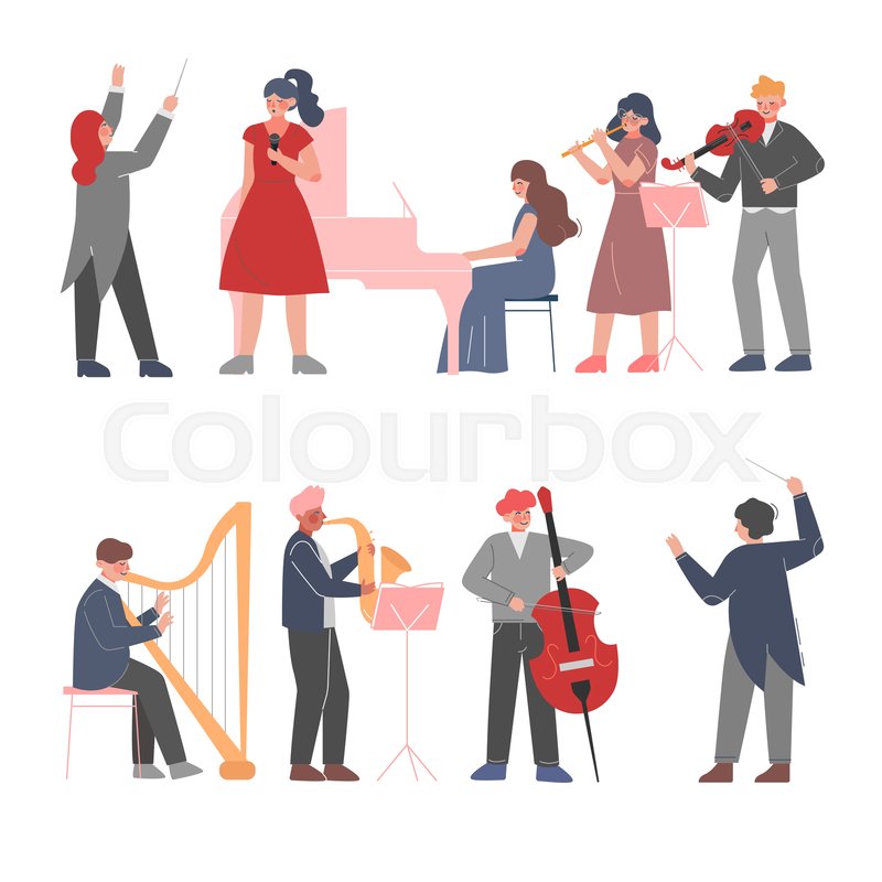 Musician Characters Playing Musical Stock vector Colourbox