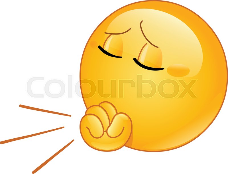 Emoji emoticon coughing into fist Stock vector Colourbox