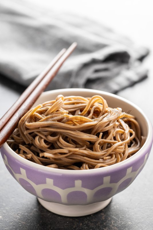 Cooked soba noodles. Traditional asian Stock image Colourbox