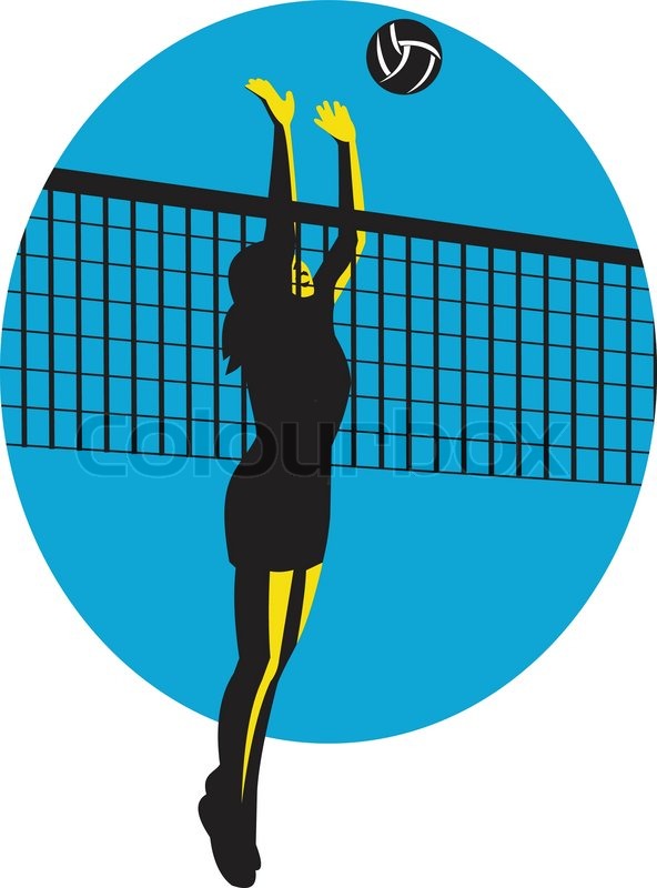 Volleyball Player Spiking Ball Retro Stock vector Colourbox