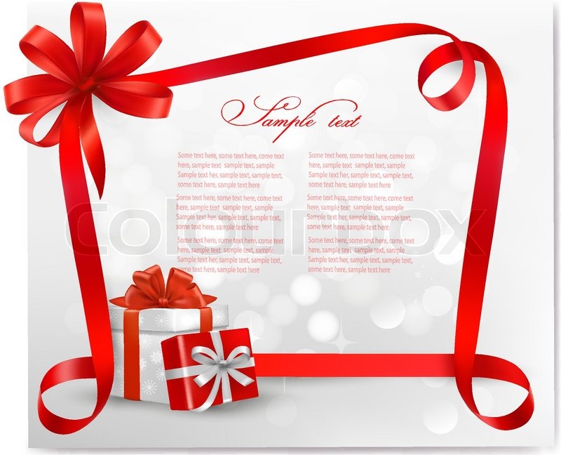 Holiday background with red gift bow ... | Stock Vector | Colourbox