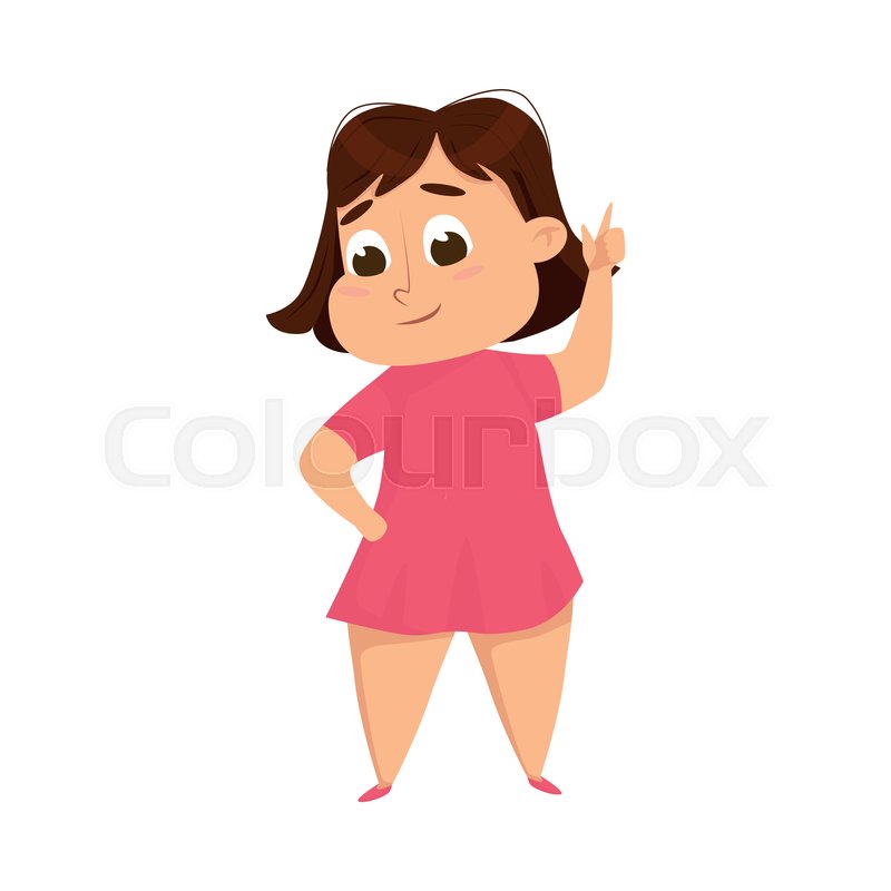 Overweight Chubby Girl, Cheerful Plump Stock vector Colourbox